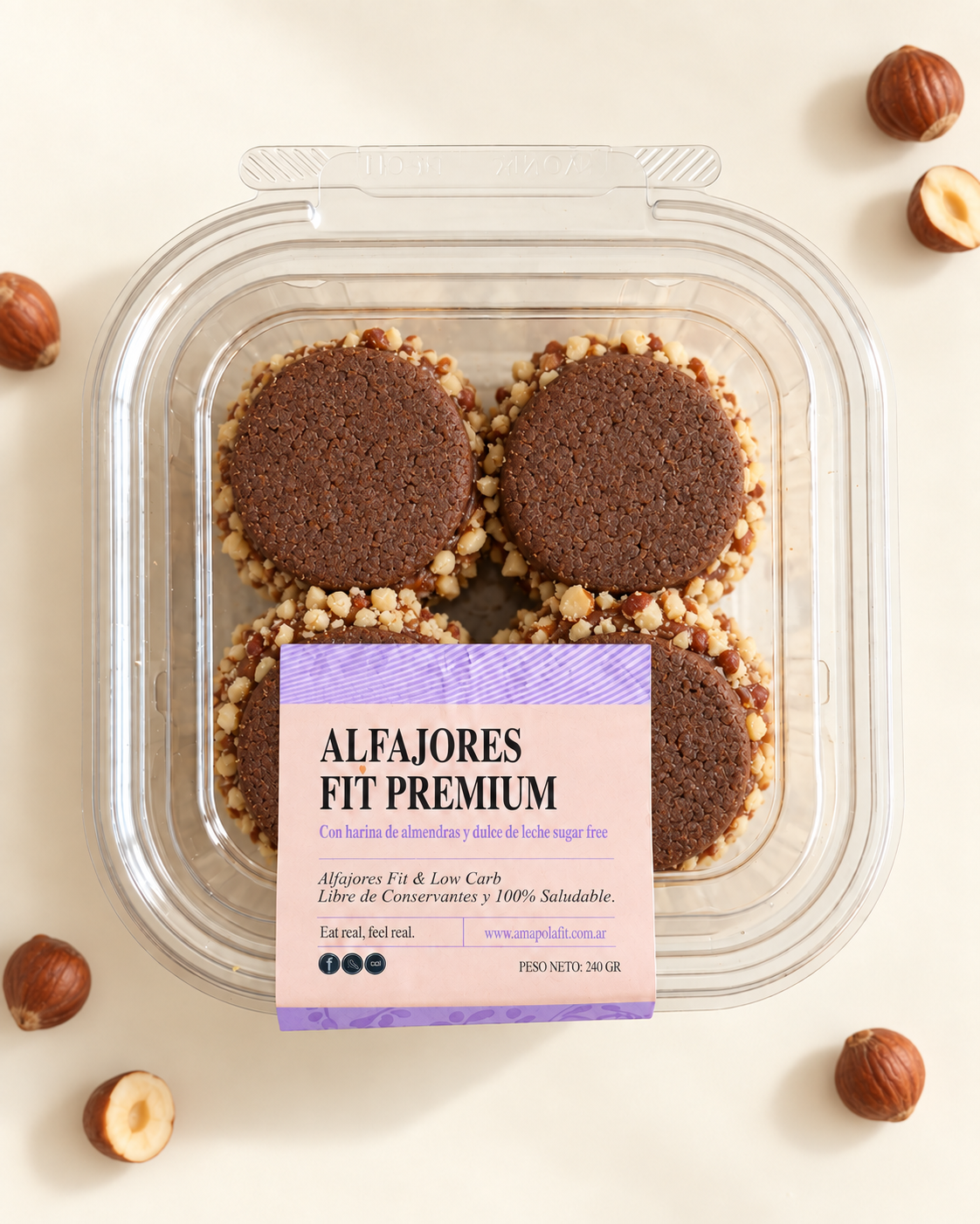 Mini alfajores de avellana x4