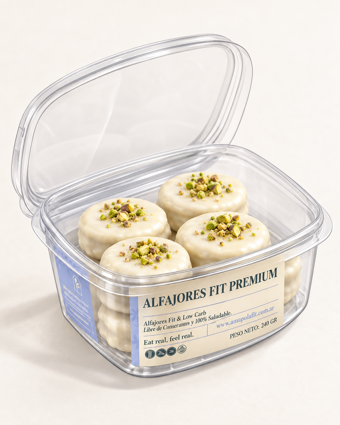 Mini alfajores blancos con pistacho x4