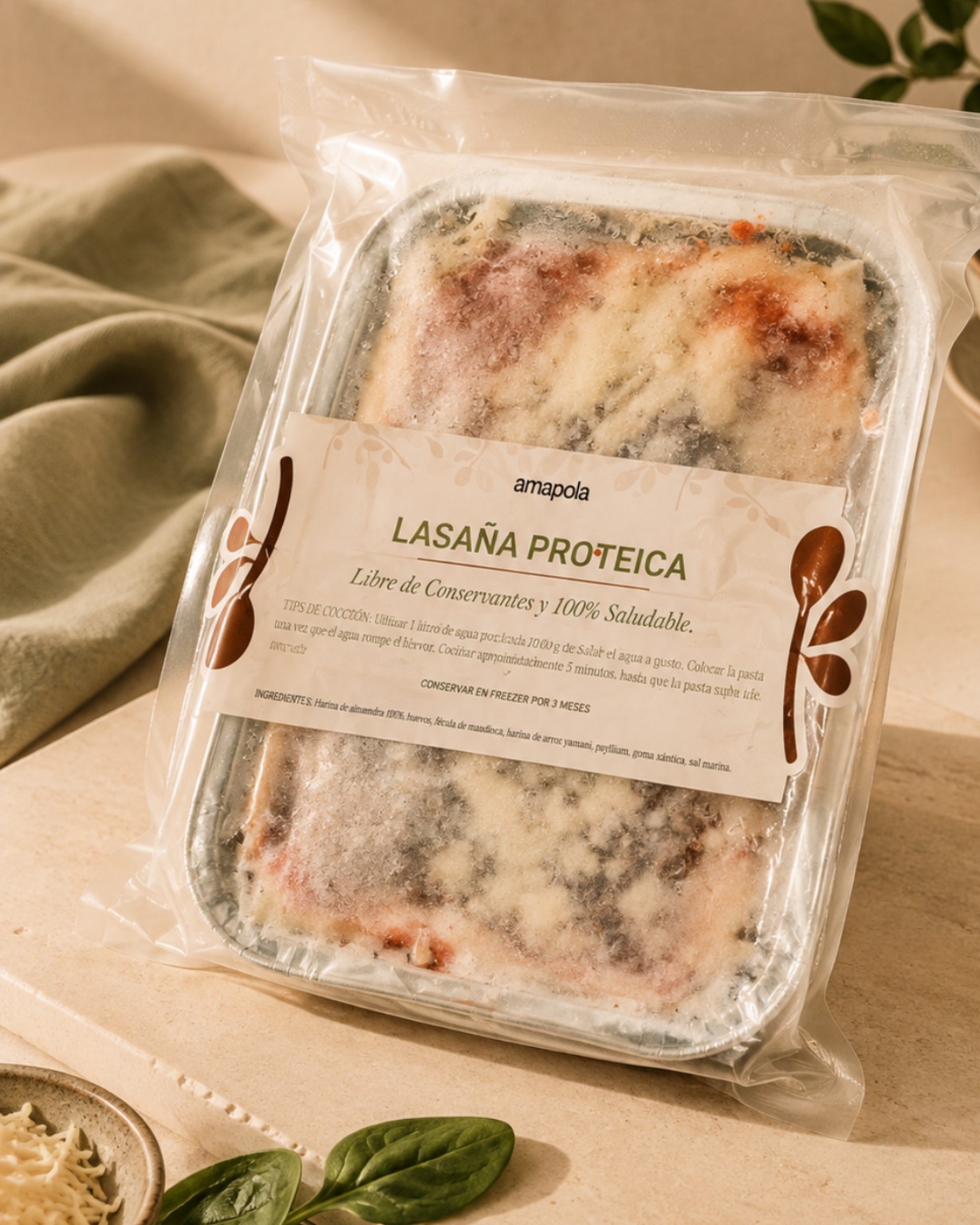 Lasaña proteica de suprema y espinaca